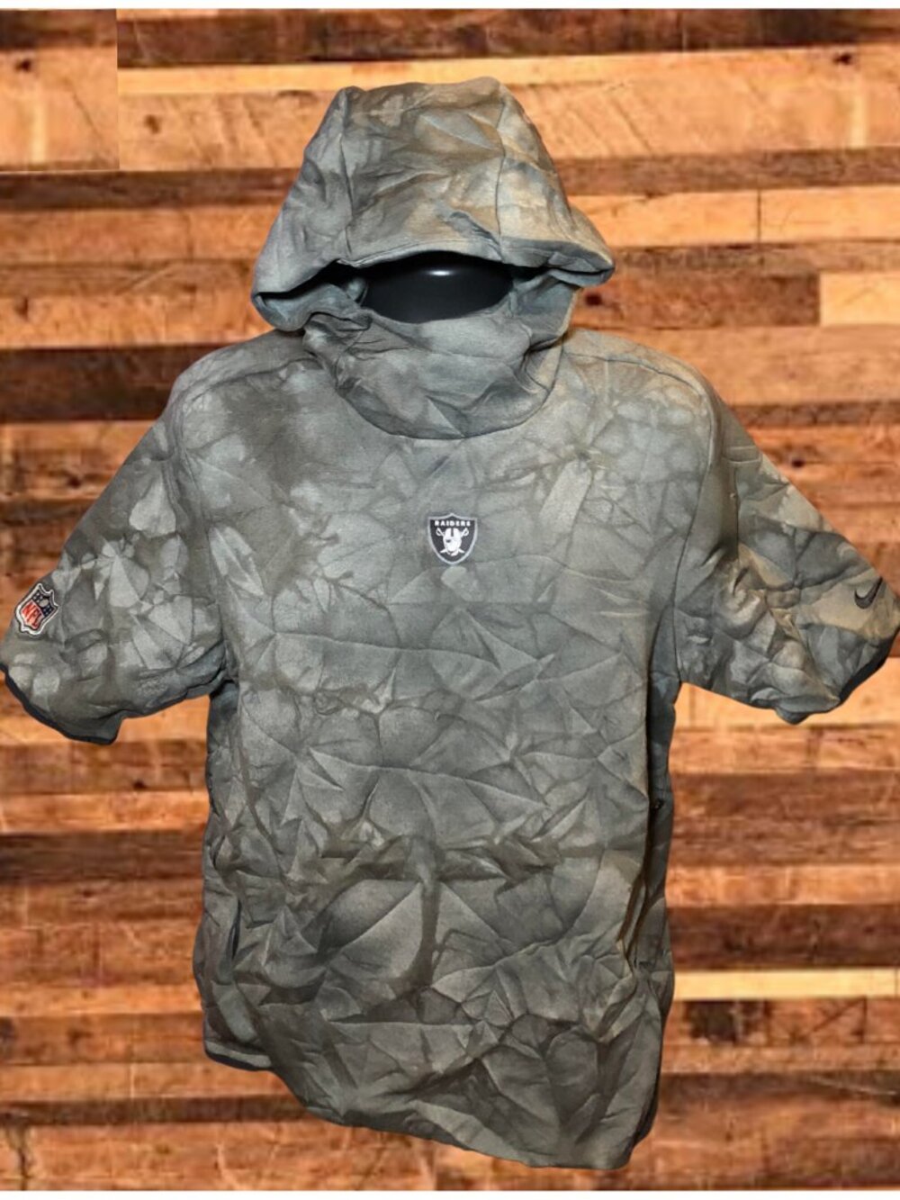Custom Nike NFL Las Vegas Raiders Short Sleeve Gray Hoodie Men’s M AR6101-021